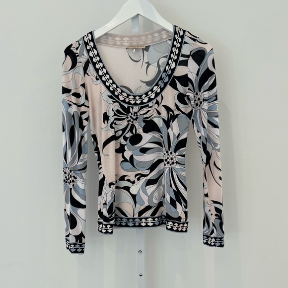 EMILIO PUCCI PINK FLORAL LONG SLEEVE T-SHIRT 31WP01 SIZE 8 - Picture 3 of 17